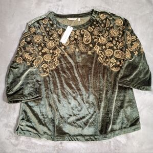 NWT Soft Surroundings Lux Helena Velvet Tunic Shirt Top L 14 16